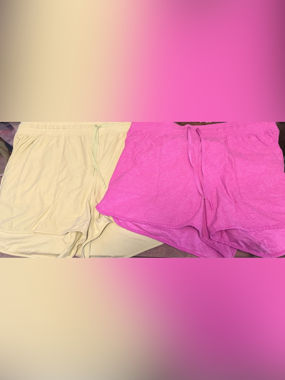Athletic Works Pink and Lime Green Athletic Lounge Shorts 2 Pair